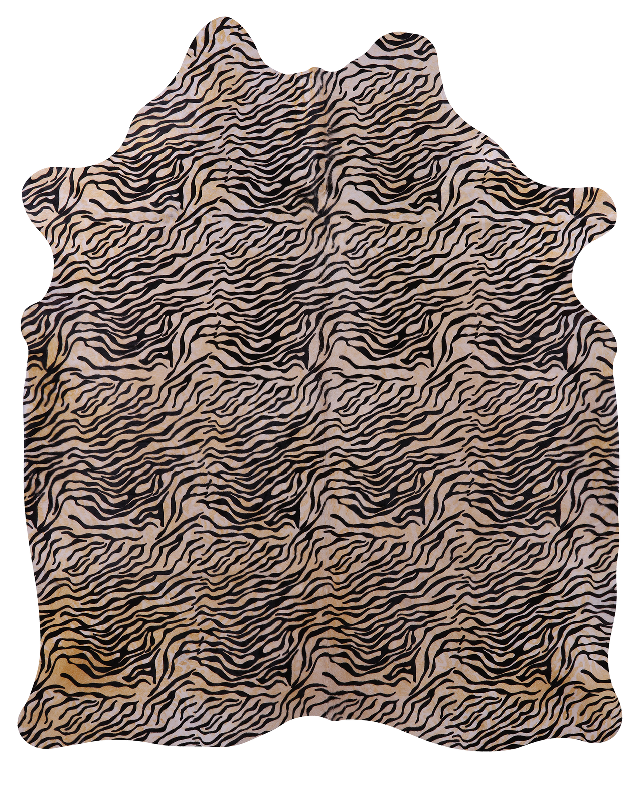 Tiger Animal Print Natural Cowhide Rug - X-Large 7' 4"H x 6' 0"W
