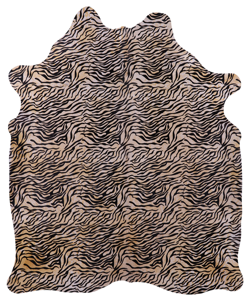 Tiger Animal Print Natural Cowhide Rug - X-Large 7' 4