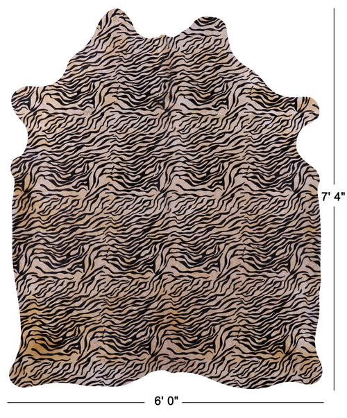 Tiger Animal Print Natural Cowhide Rug - X-Large 7' 4