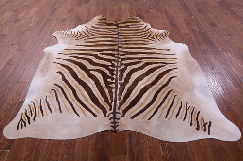 Zebra Animal Print Natural Cowhide Rug - X-Large 7' 4