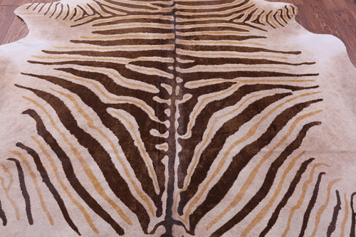 Zebra Animal Print Natural Cowhide Rug - X-Large 7' 4