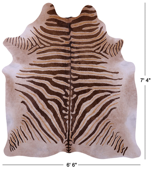 Zebra Animal Print Natural Cowhide Rug - X-Large 7' 4