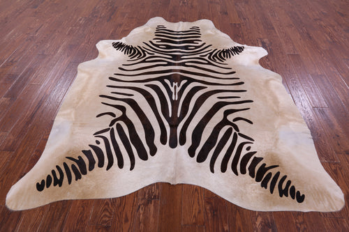 Zebra Animal Print Natural Cowhide Rug - XX-Large 7' 9