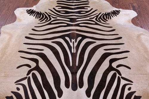 Zebra Animal Print Natural Cowhide Rug - XX-Large 7' 9