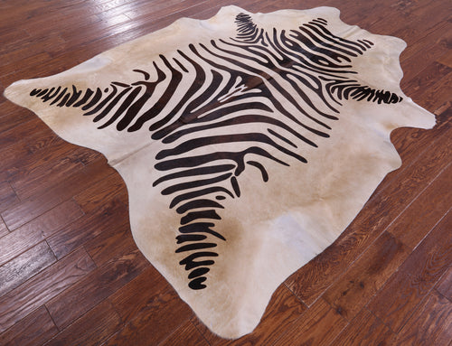 Zebra Animal Print Natural Cowhide Rug - XX-Large 7' 9