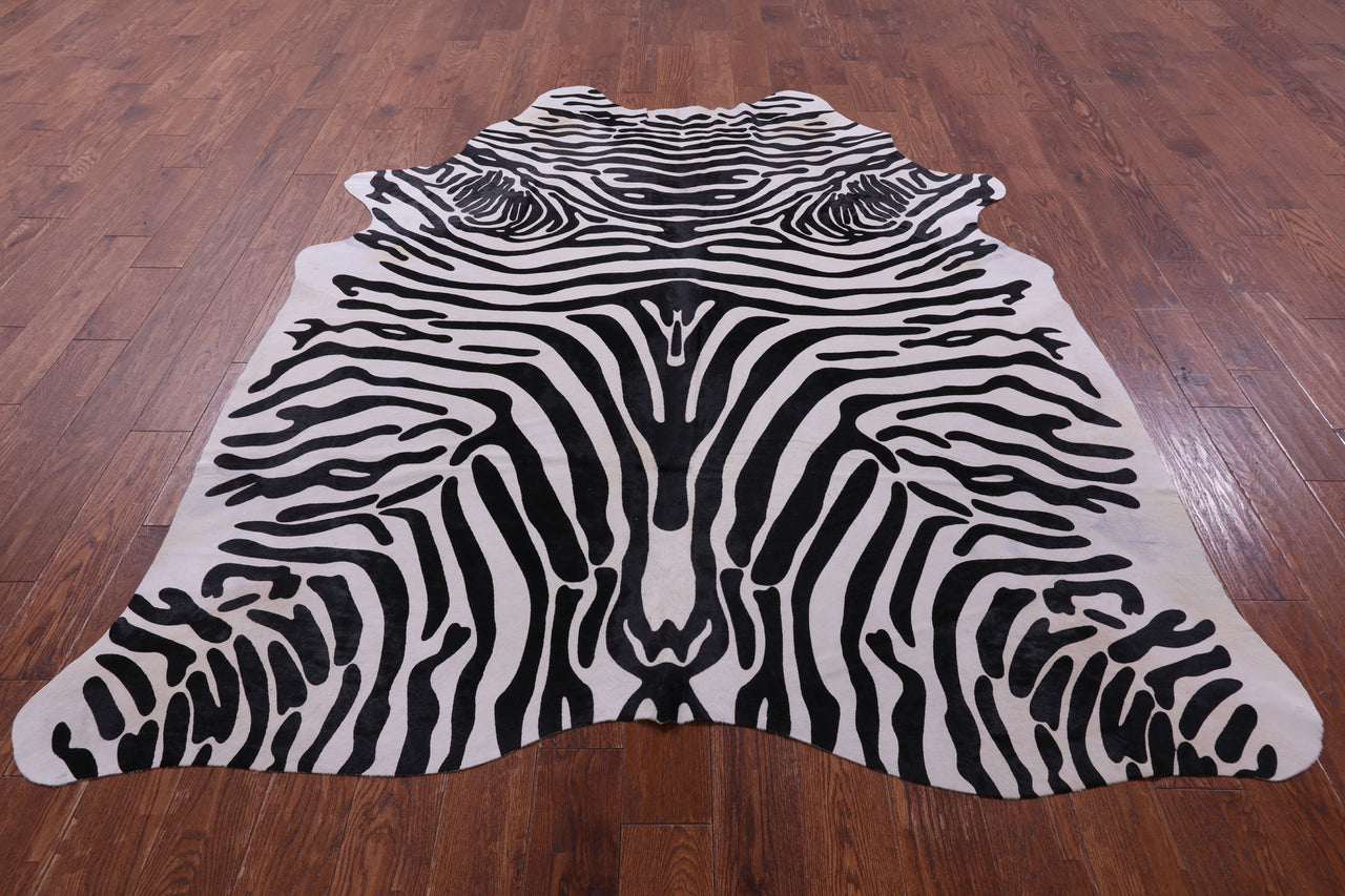 Zebra Animal Print Natural Cowhide Rug - XX-Large 7' 10"H x 6' 6"W