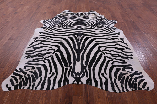 Zebra Animal Print Natural Cowhide Rug - XX-Large 7' 10