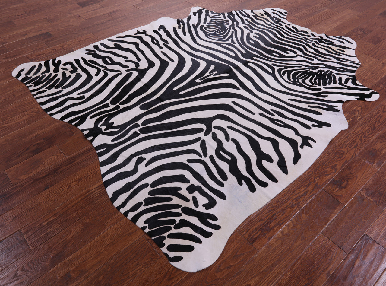 Zebra Animal Print Natural Cowhide Rug - XX-Large 7' 10"H x 6' 6"W