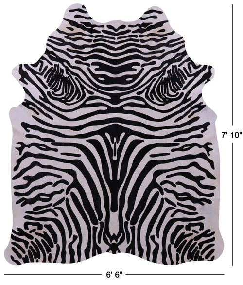 Zebra Animal Print Natural Cowhide Rug - XX-Large 7' 10
