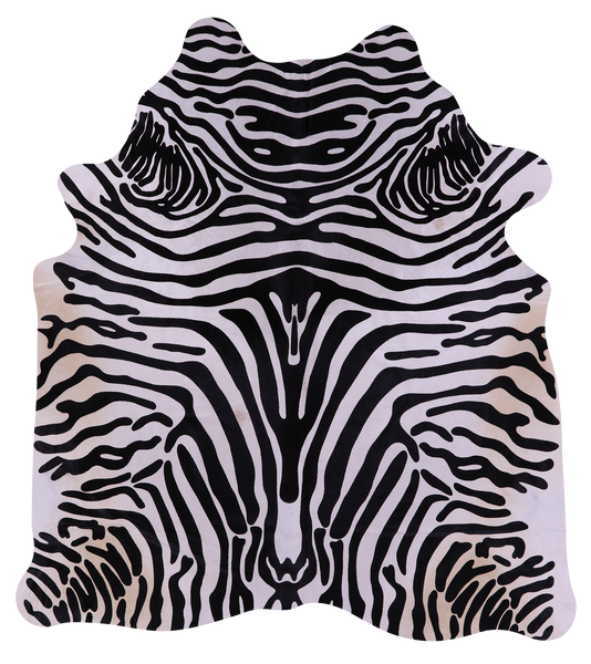 Zebra Animal Print Natural Cowhide Rug - X-Large 7' 0"H x 6' 4"W
