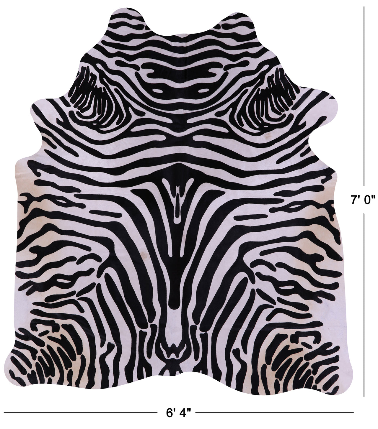 Zebra Animal Print Natural Cowhide Rug - X-Large 7' 0"H x 6' 4"W
