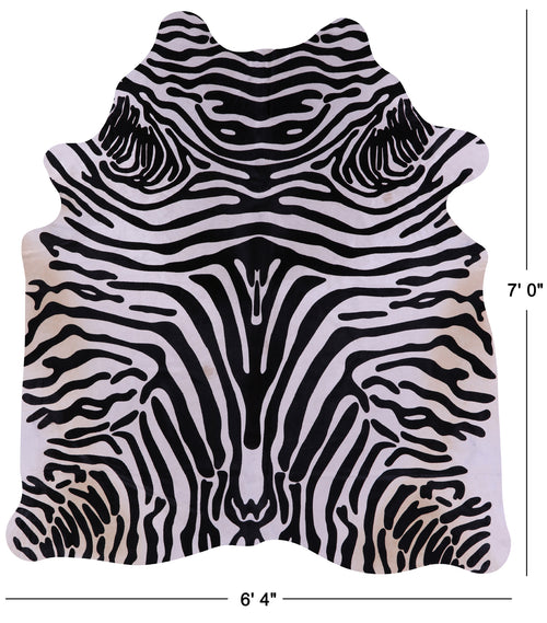 Zebra Animal Print Natural Cowhide Rug - X-Large 7' 0