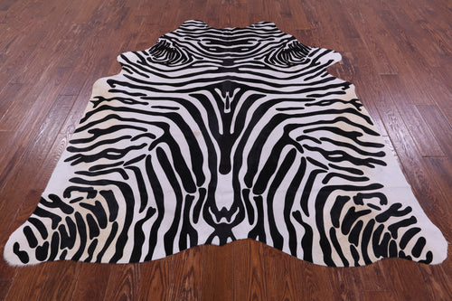 Zebra Animal Print Natural Cowhide Rug - X-Large 7' 0
