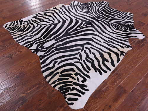 Zebra Animal Print Natural Cowhide Rug - X-Large 7' 0