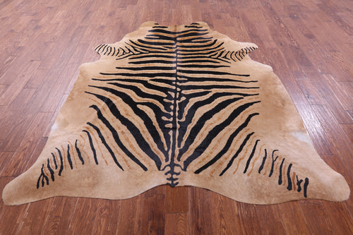 Zebra Animal Print Natural Cowhide Rug - XX-Large 7' 9