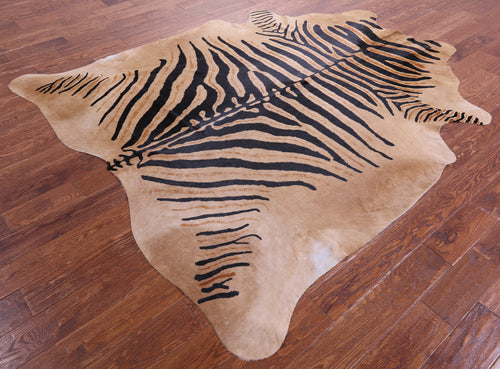 Zebra Animal Print Natural Cowhide Rug - XX-Large 7' 9