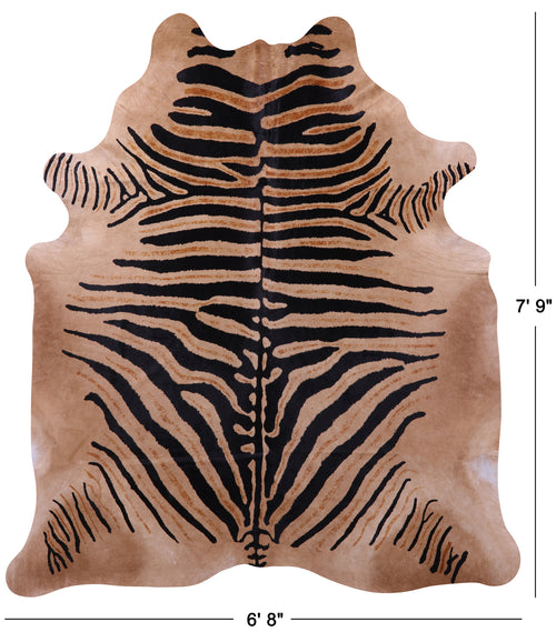 Zebra Animal Print Natural Cowhide Rug - XX-Large 7' 9