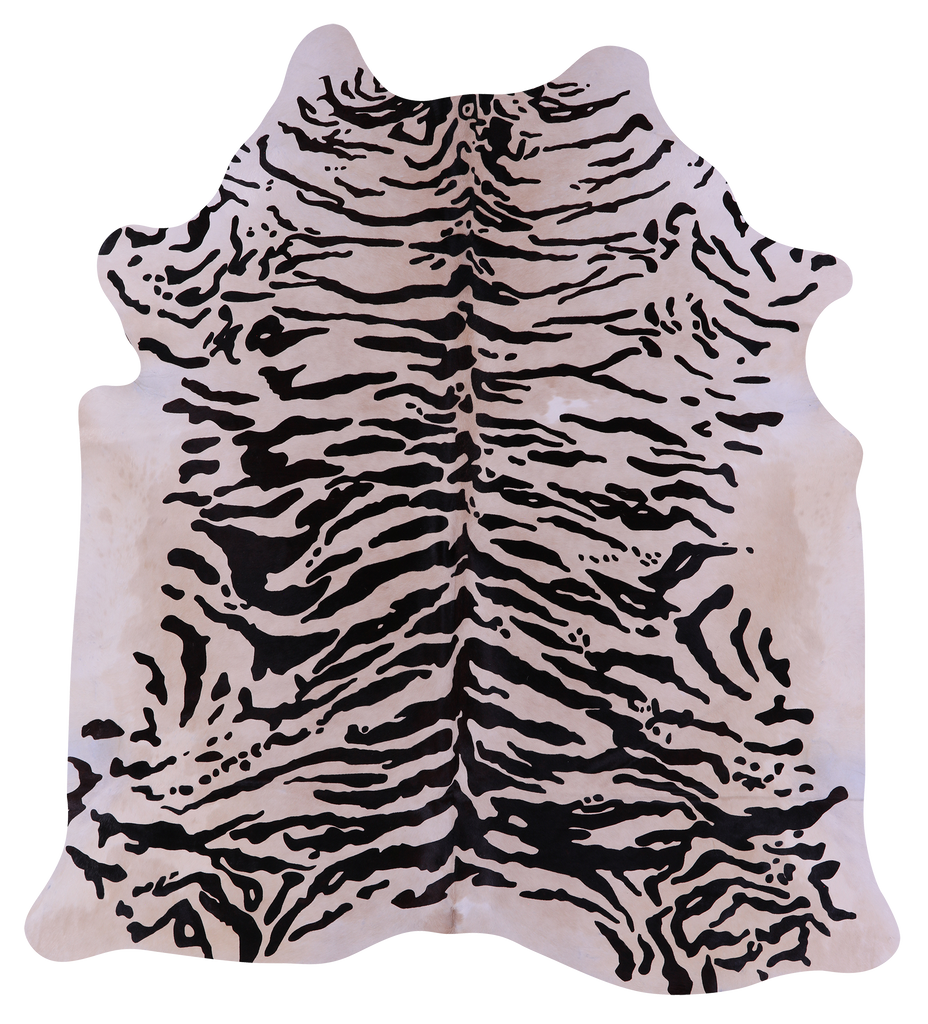 Tiger Animal Print Natural Cowhide Rug - X-Large 7' 1"H x 6' 5"W