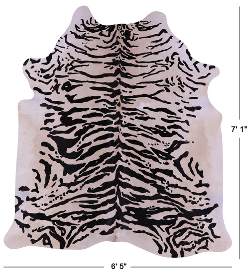 Tiger Animal Print Natural Cowhide Rug - X-Large 7' 1