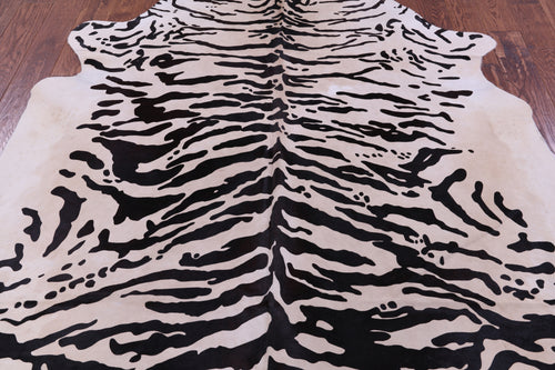 Tiger Animal Print Natural Cowhide Rug - X-Large 7' 1