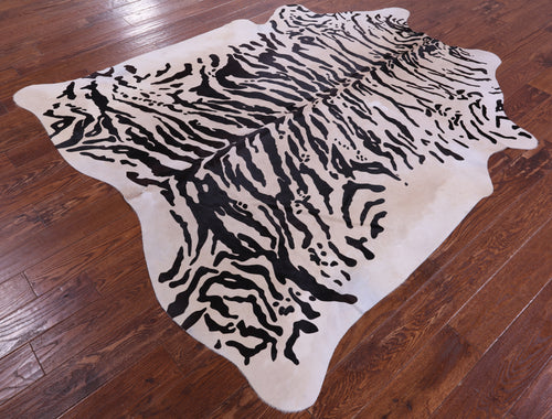 Tiger Animal Print Natural Cowhide Rug - X-Large 7' 1