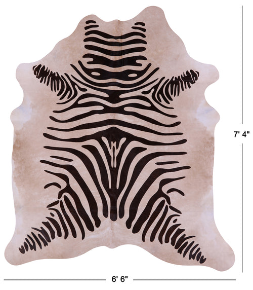 Zebra Animal Print Natural Cowhide Rug - X-Large 7' 4