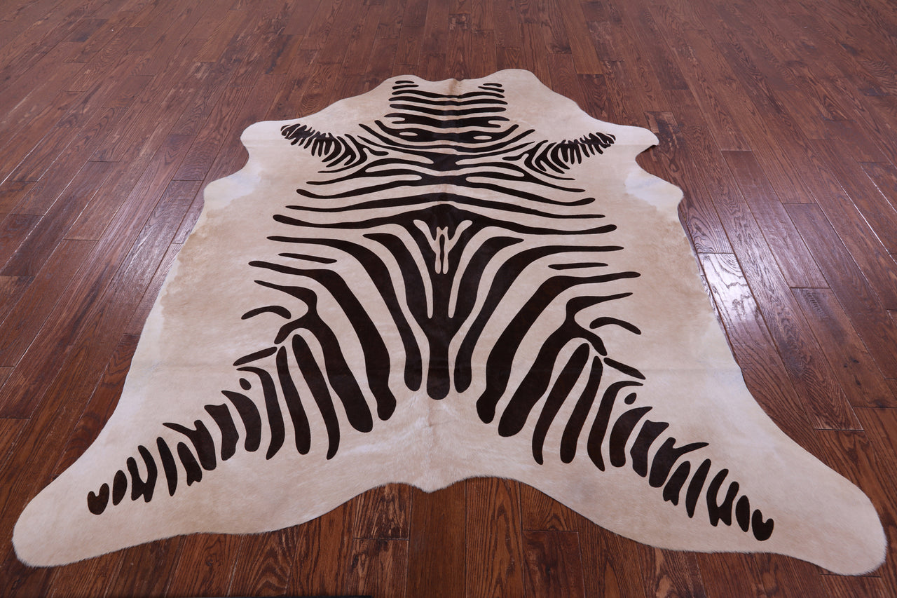 Zebra Animal Print Natural Cowhide Rug - X-Large 7' 4"H x 6' 6"W