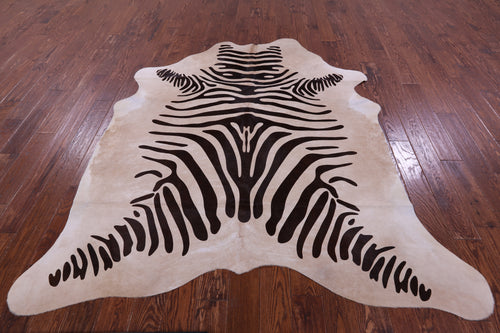 Zebra Animal Print Natural Cowhide Rug - X-Large 7' 4
