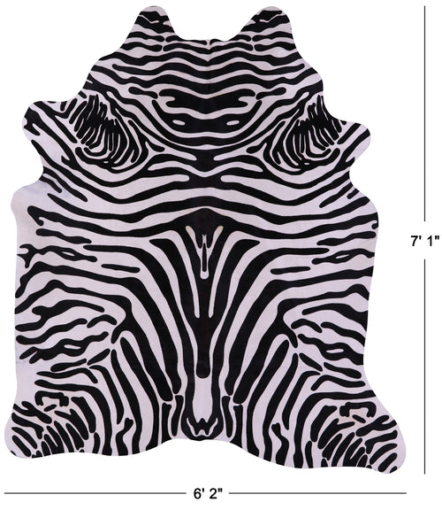 Zebra Animal Print Natural Cowhide Rug - X-Large 7' 1