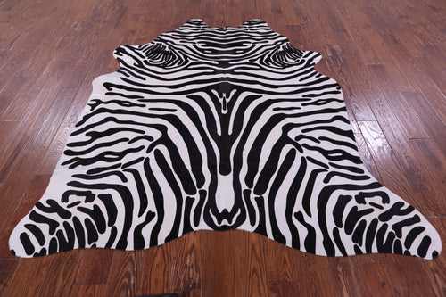 Zebra Animal Print Natural Cowhide Rug - X-Large 7' 1