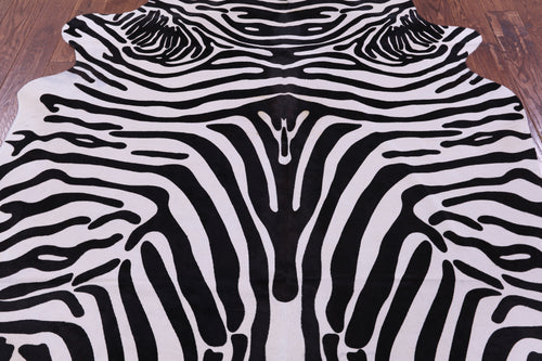 Zebra Animal Print Natural Cowhide Rug - X-Large 7' 1