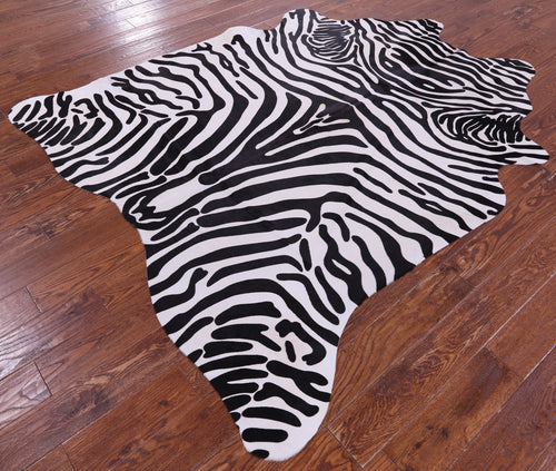 Zebra Animal Print Natural Cowhide Rug - X-Large 7' 1