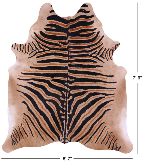 Zebra Animal Print Natural Cowhide Rug - XX-Large 7' 9