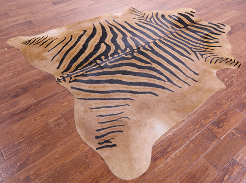Zebra Animal Print Natural Cowhide Rug - XX-Large 7' 10