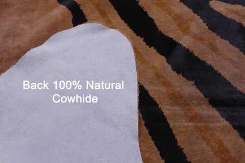 Zebra Animal Print Natural Cowhide Rug - XX-Large 7' 10