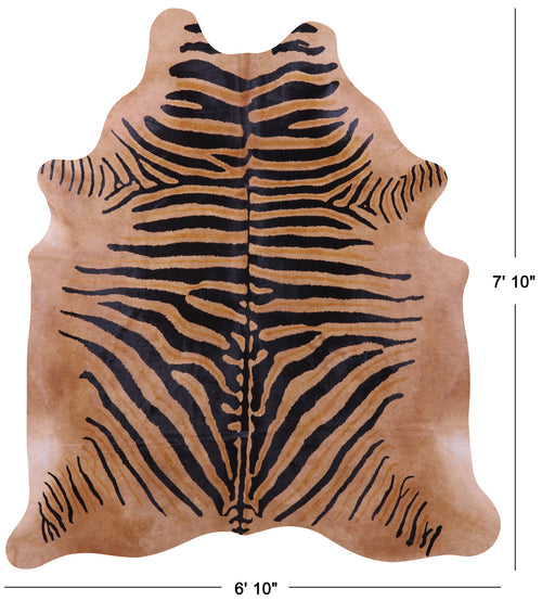 Zebra Animal Print Natural Cowhide Rug - XX-Large 7' 10