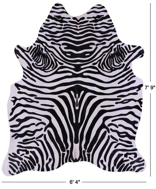 Zebra Animal Print Natural Cowhide Rug - XX-Large 7' 9