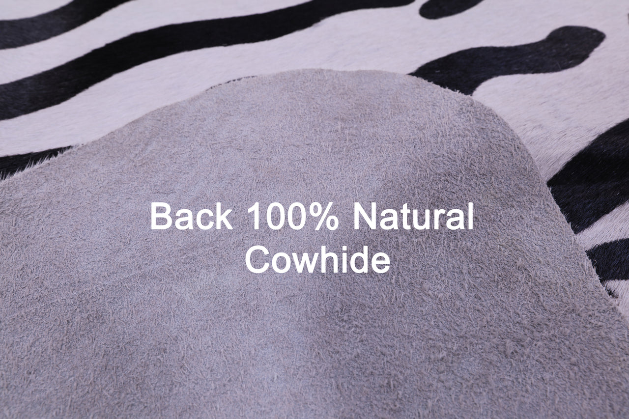 Zebra Animal Print Natural Cowhide Rug - XX-Large 7' 9"H x 6' 4"W