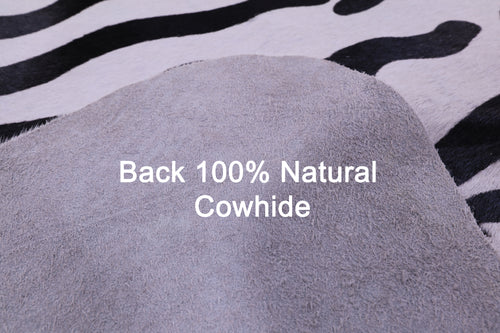 Zebra Animal Print Natural Cowhide Rug - XX-Large 7' 9