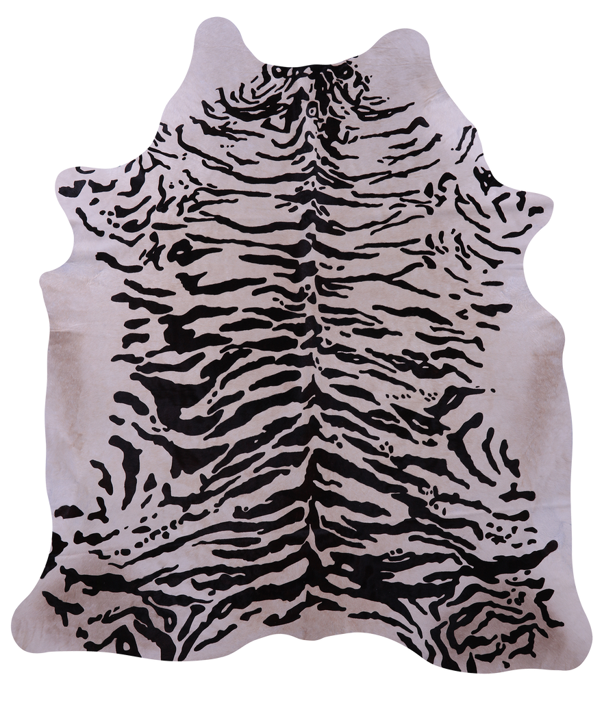 Tiger Animal Print Natural Cowhide Rug - X-Large 7' 5"H x 6' 5"W