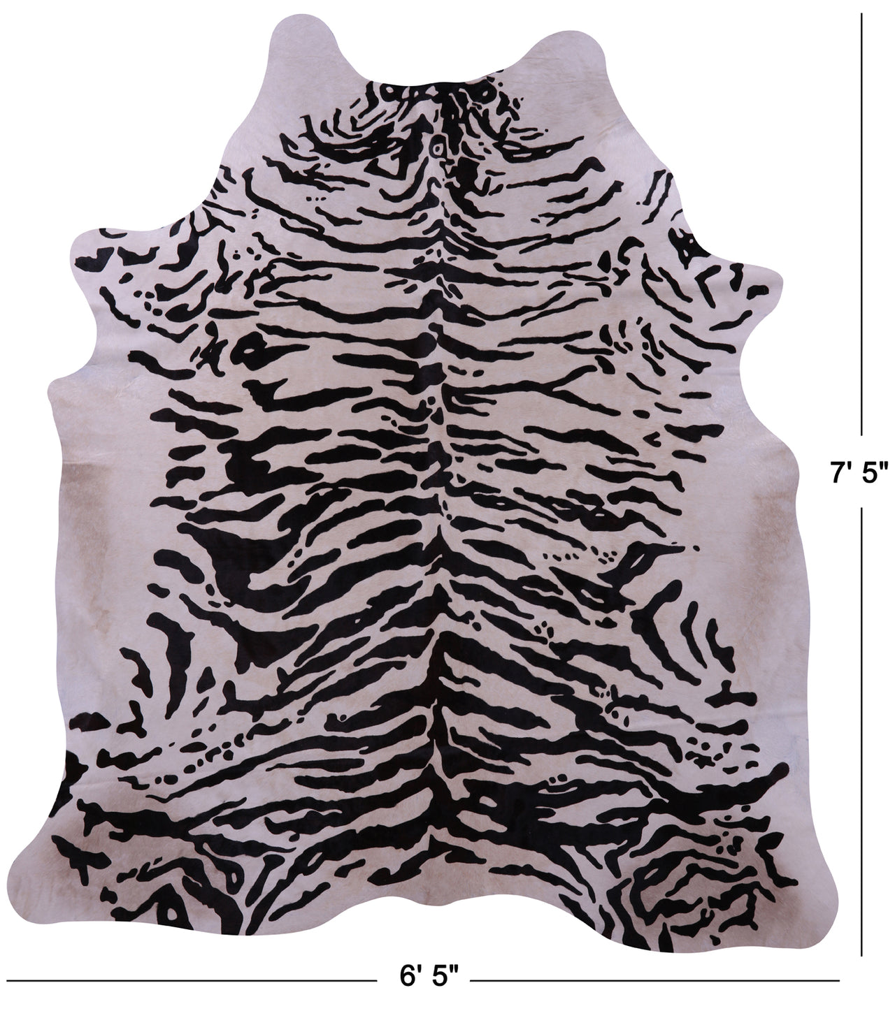 Tiger Animal Print Natural Cowhide Rug - X-Large 7' 5"H x 6' 5"W