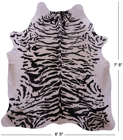 Tiger Animal Print Natural Cowhide Rug - X-Large 7' 5