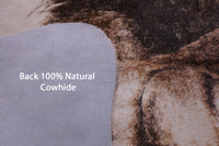 Thumbnail for Lion Printed Natural Cowhide Rug - X-Large 7' 4