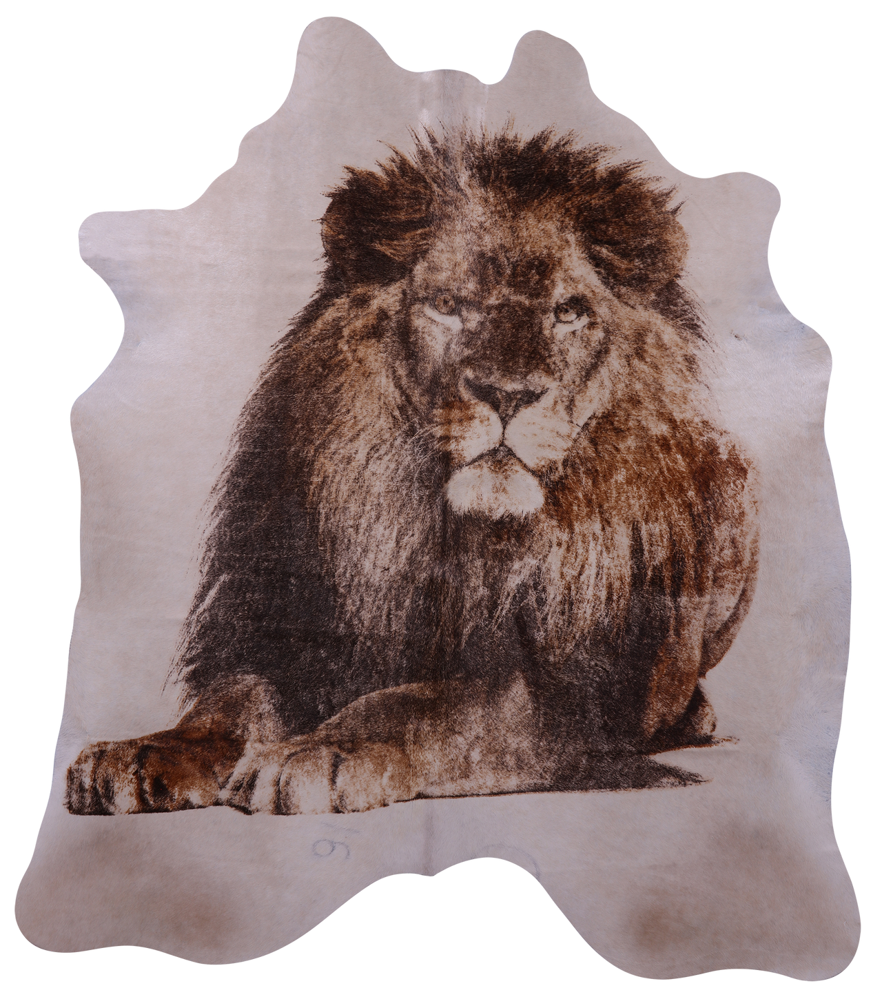 Lion Printed Natural Cowhide Rug - X-Large 7' 4"H x 6' 5"W