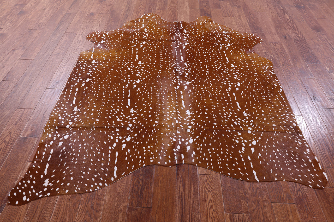 Gazelle Deer Animal Print Natural Cowhide Rug - X-Large 7' 2"H x 5' 9"W