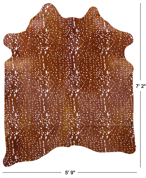 Gazelle Deer Animal Print Natural Cowhide Rug - X-Large 7' 2