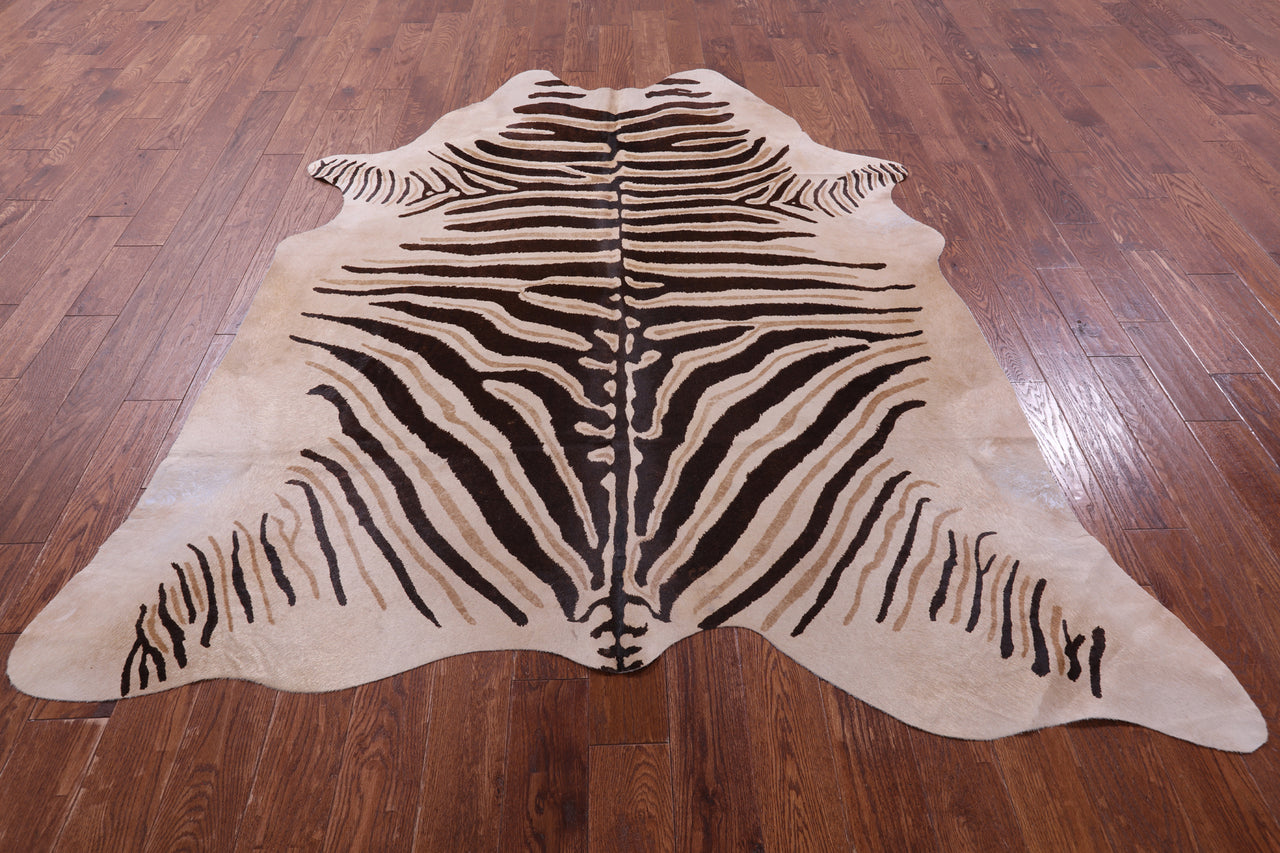 Zebra Animal Print Natural Cowhide Rug - XX-Large 7' 9"H x 6' 9"W