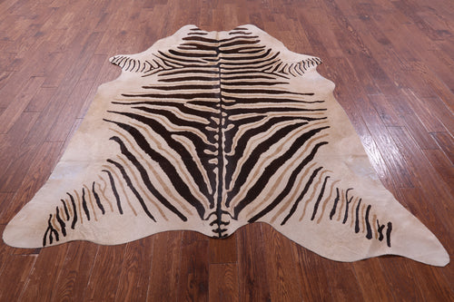 Zebra Animal Print Natural Cowhide Rug - XX-Large 7' 9