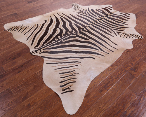 Zebra Animal Print Natural Cowhide Rug - XX-Large 7' 9