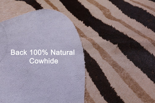 Zebra Animal Print Natural Cowhide Rug - XX-Large 7' 9